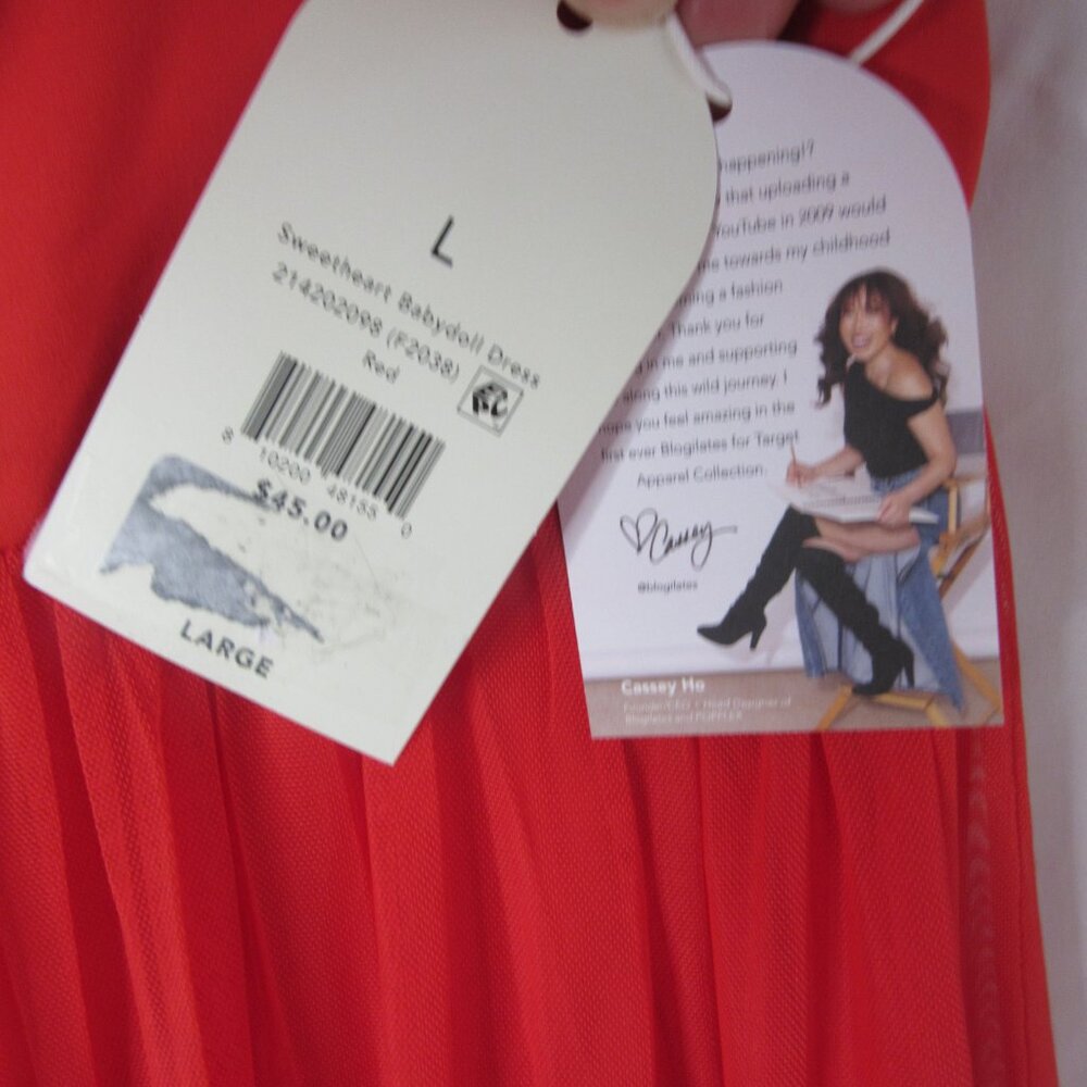 Blogilates Sweetheart Babydoll Dress Red Skirt Size Large NWT - Picture 6 of 13